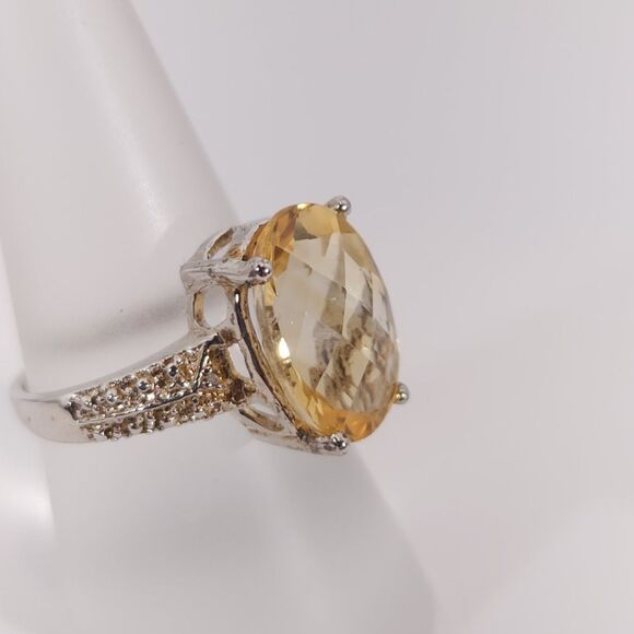 Citrine 5 Carats Ring Sterling Silver Size 7 - Picture 8 of 10